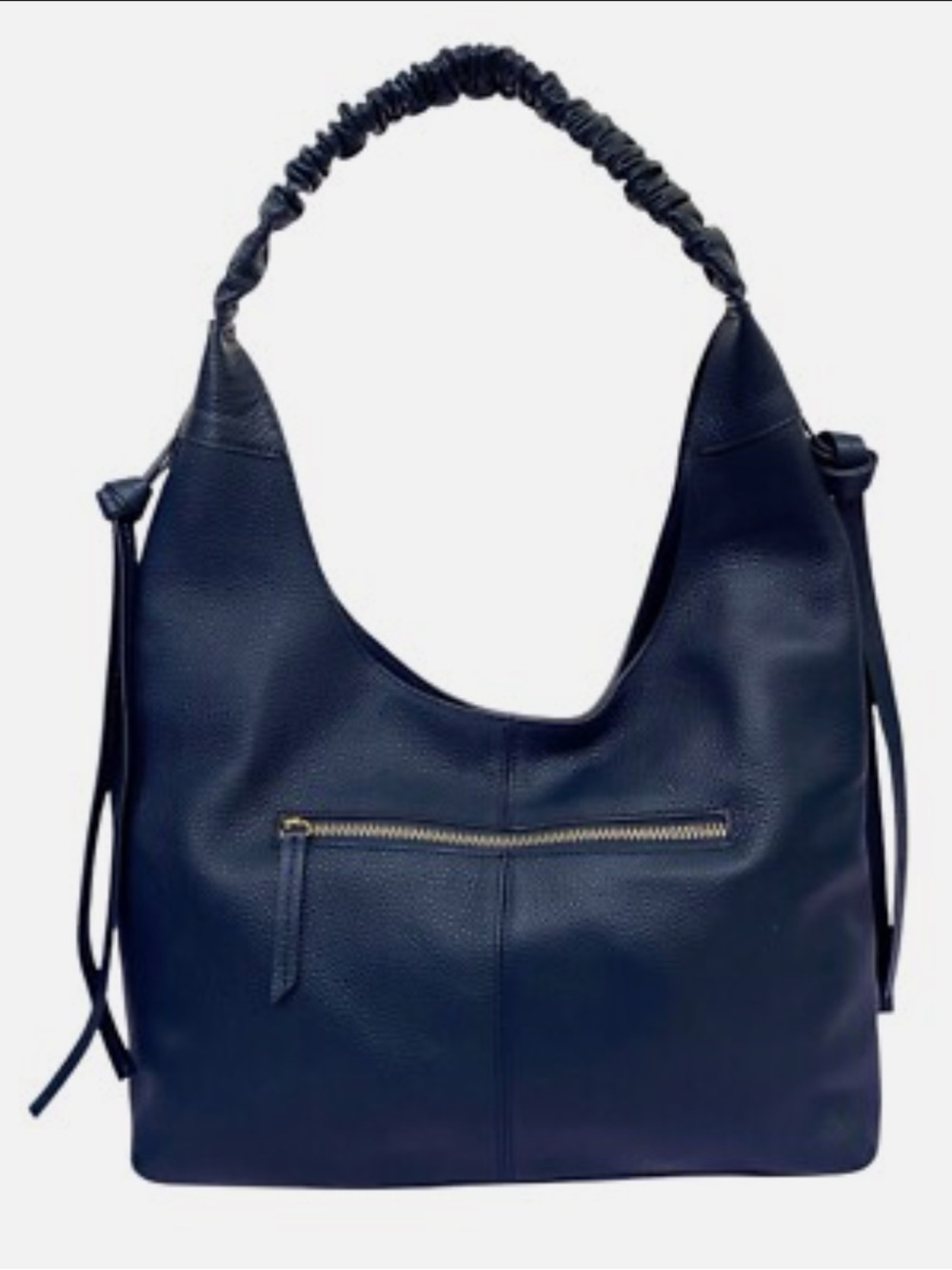 LAGGO Bella Hobo Bag Navy Pebbled Leather Slouchy Ruched Handle-Medium